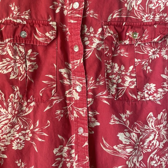Vintage Merona red floral sleeveless button down cotton blouse - Picture 2 of 5
